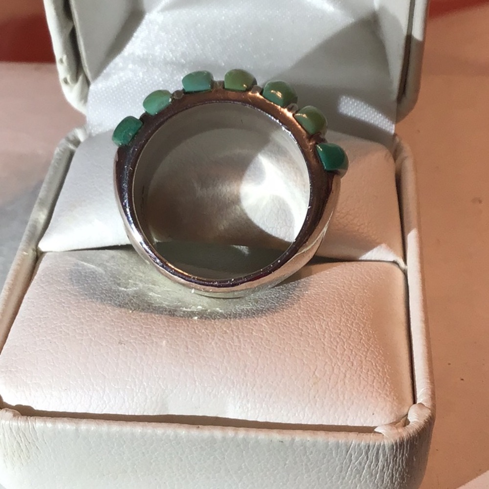SANEL VINTAGE TURQUOISE BAND RING SIGNED BY ARTIST - Picture 4 of 8